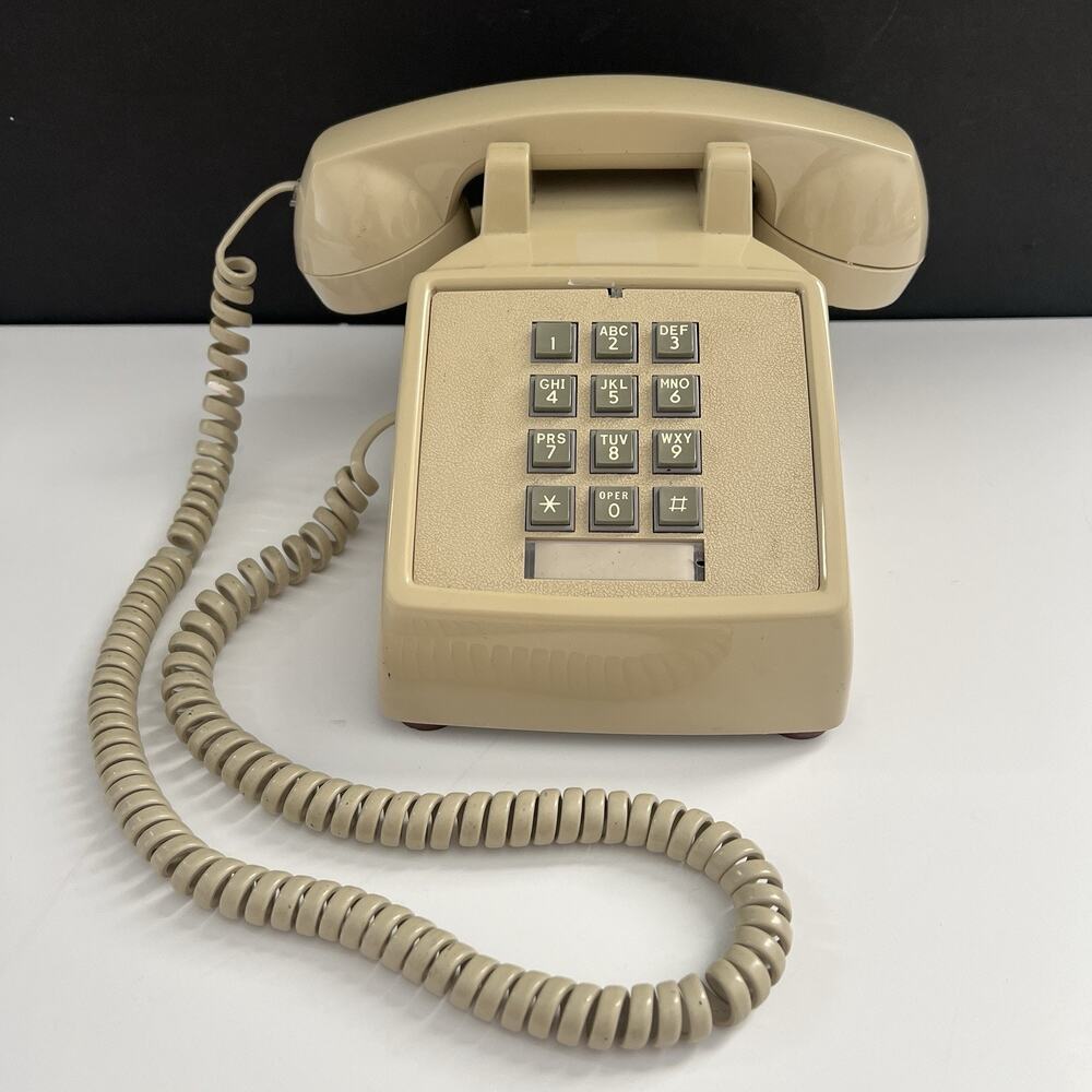 Vintage Premier Cream Beige Push Button Desk Table Top Retro Telephone HAC 2500